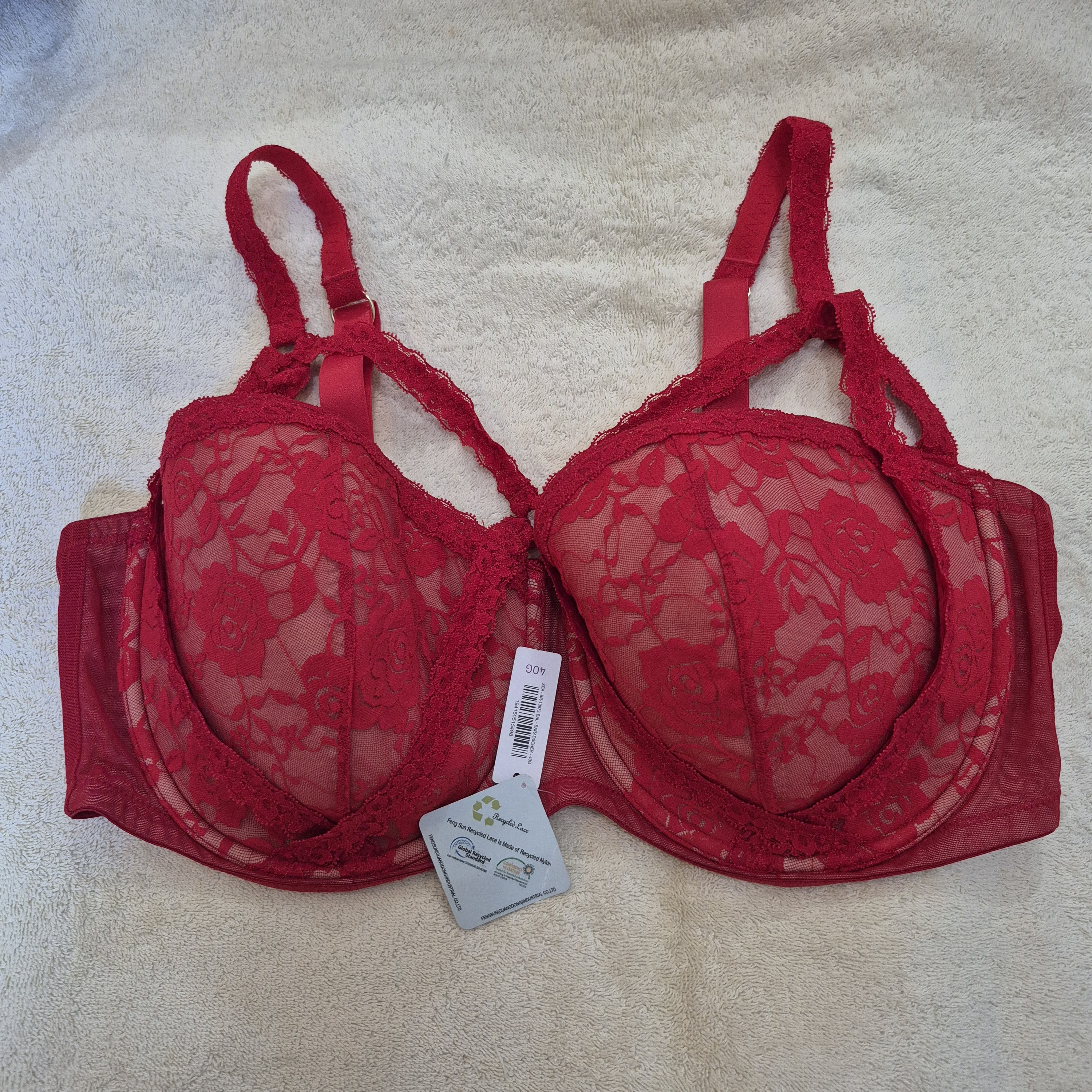 Adore Me Red Lace Underwire Bra Full Coverage